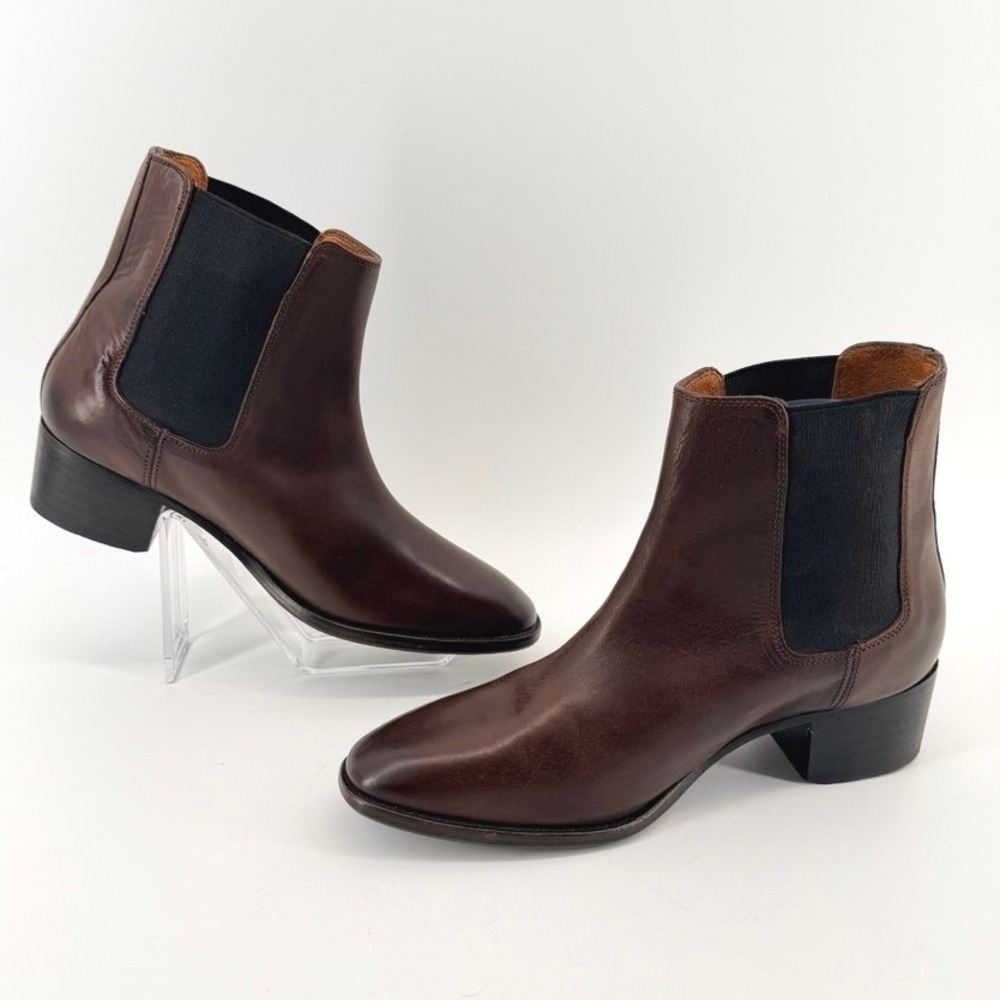 Frye Dara Leather Chelsea Ankle Boots Dark Brown 7.5B Deadstock - Picture 4 of 10